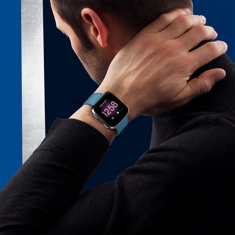 For Fitbit Versa 2 / Versa / Versa Lite xDfind Rivet Buckle Solid Color Silicone Watch Band, Size:L