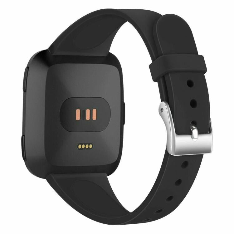 For Fitbit Versa 2 / Versa / Versa Lite xDfind Silver Buckle Slim Solid Color Silicone Watch Band, Size:S