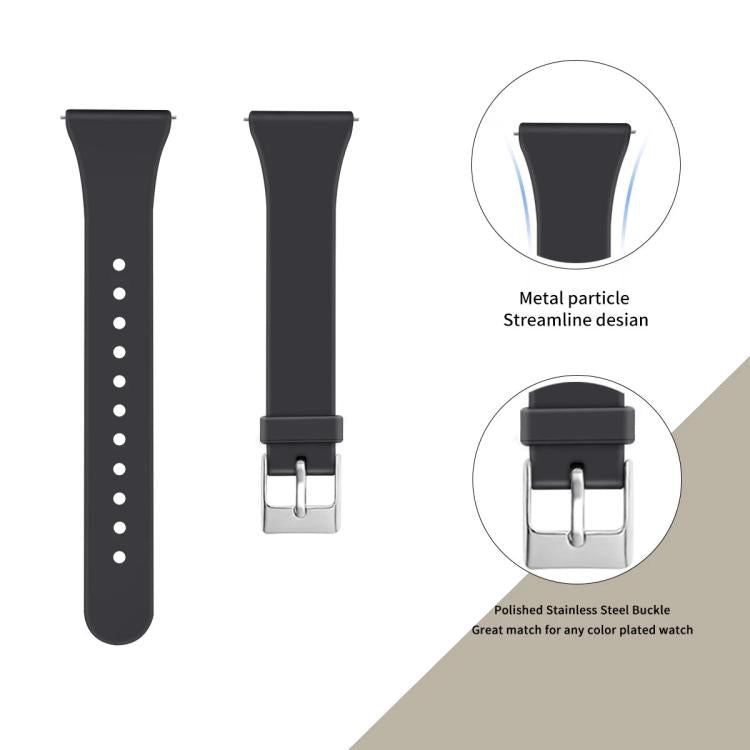 For Fitbit Versa 2 / Versa / Versa Lite xDfind Silver Buckle Slim Solid Color Silicone Watch Band, Size:S