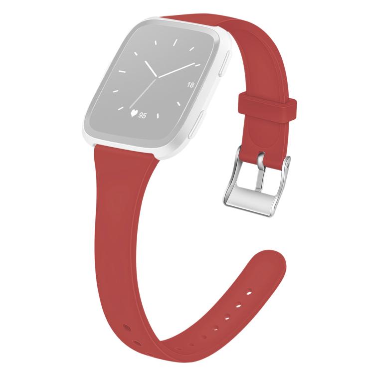 For Fitbit Versa 2 / Versa / Versa Lite xDfind Silver Buckle Slim Solid Color Silicone Watch Band, Size:S