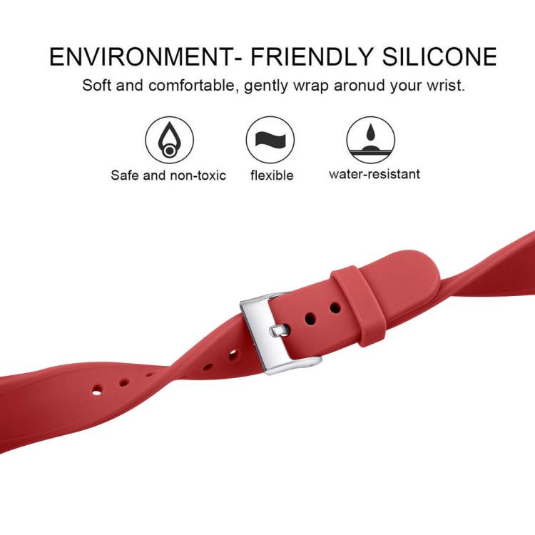 For Fitbit Versa 2 / Versa / Versa Lite xDfind Silver Buckle Slim Solid Color Silicone Watch Band, Size:S
