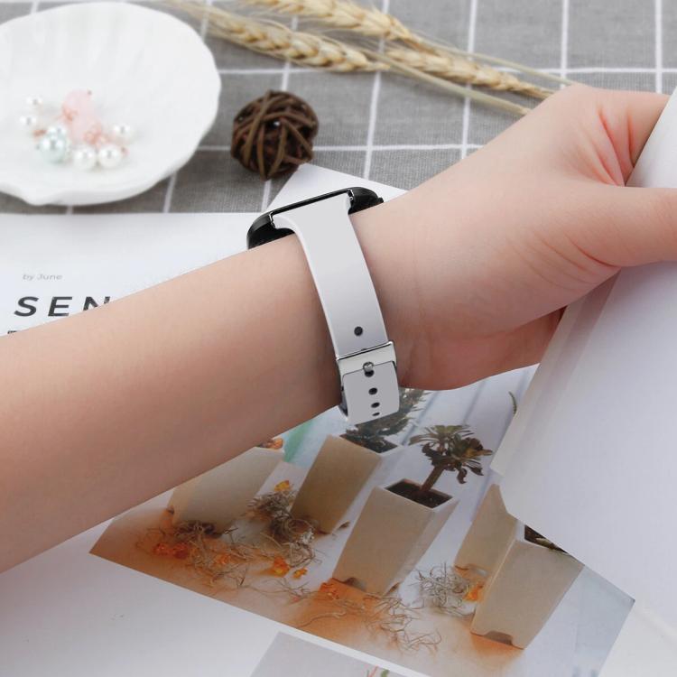 For Fitbit Versa 2 / Versa / Versa Lite xDfind Silver Buckle Slim Solid Color Silicone Watch Band, Size:S