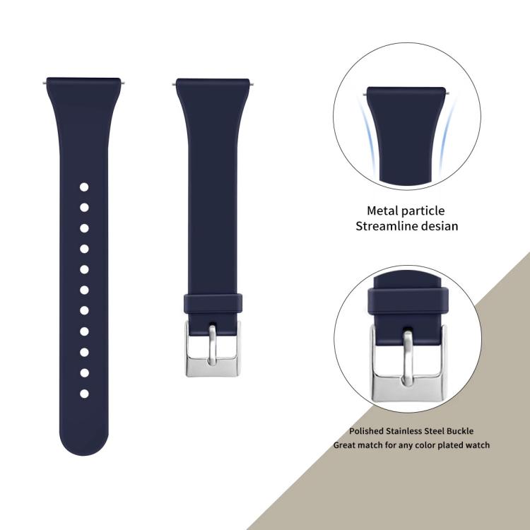 For Fitbit Versa 2 / Versa / Versa Lite xDfind Silver Buckle Slim Solid Color Silicone Watch Band, Size:S