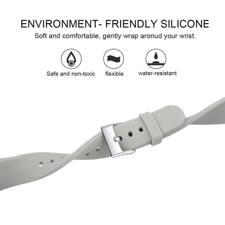 For Fitbit Versa 2 / Versa / Versa Lite xDfind Silver Buckle Slim Solid Color Silicone Watch Band, Size:S