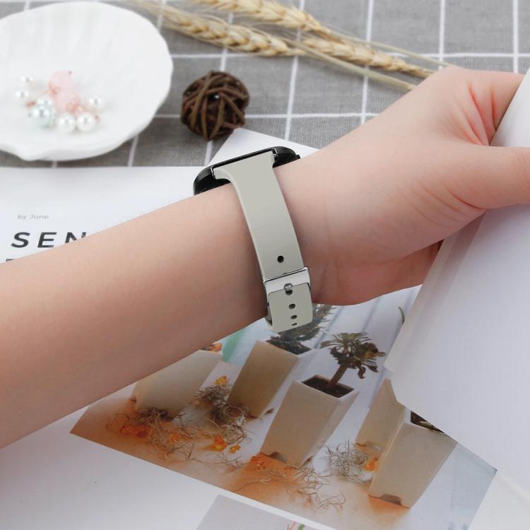 For Fitbit Versa 2 / Versa / Versa Lite xDfind Silver Buckle Slim Solid Color Silicone Watch Band, Size:S