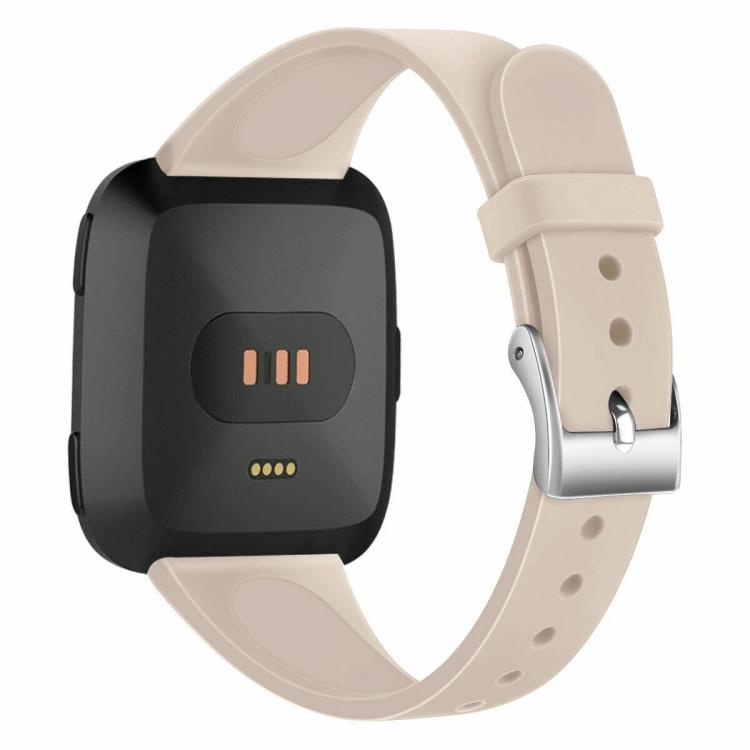 For Fitbit Versa 2 / Versa / Versa Lite xDfind Silver Buckle Slim Solid Color Silicone Watch Band, Size:S