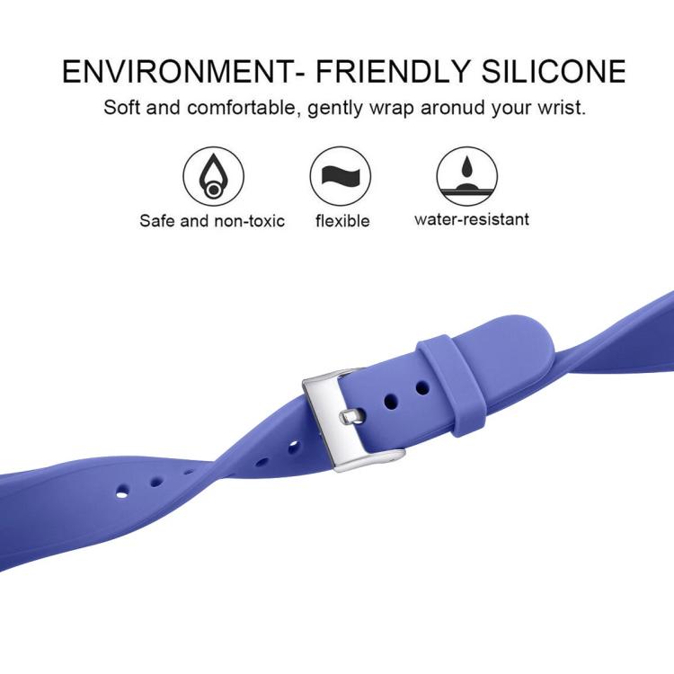 For Fitbit Versa 2 / Versa / Versa Lite xDfind Silver Buckle Slim Solid Color Silicone Watch Band, Size:S