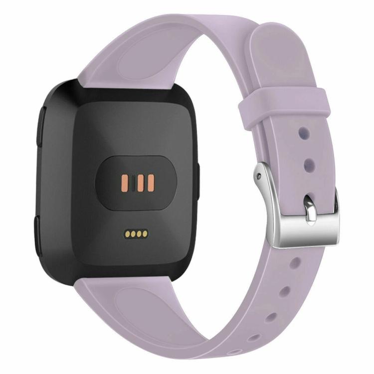 For Fitbit Versa 2 / Versa / Versa Lite xDfind Silver Buckle Slim Solid Color Silicone Watch Band, Size:S