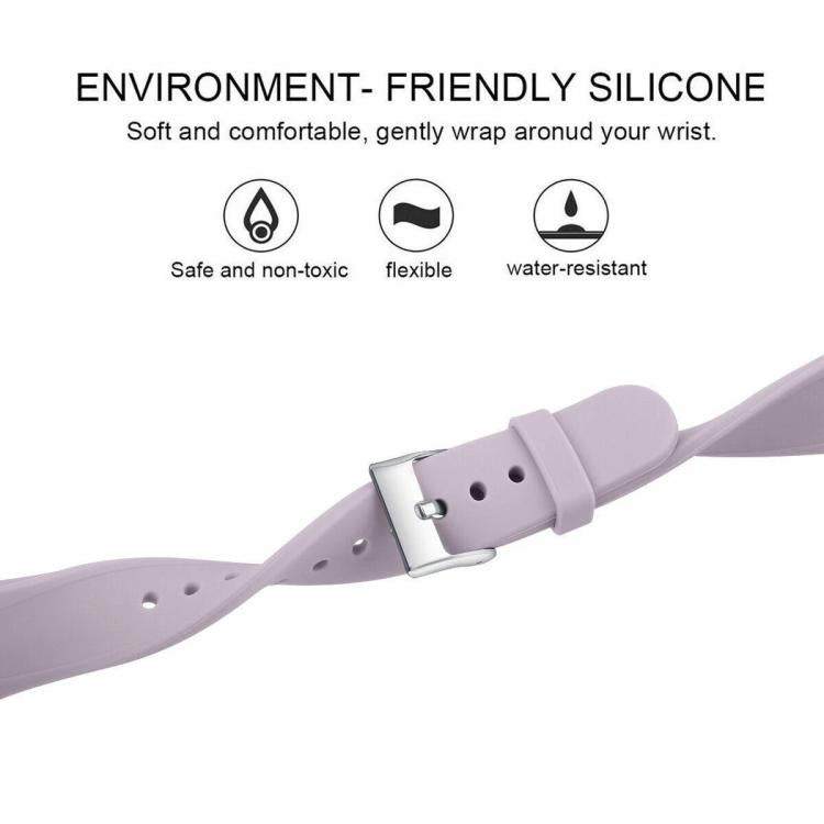 For Fitbit Versa 2 / Versa / Versa Lite xDfind Silver Buckle Slim Solid Color Silicone Watch Band, Size:S