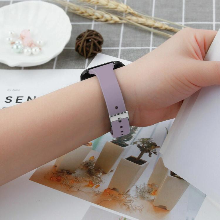 For Fitbit Versa 2 / Versa / Versa Lite xDfind Silver Buckle Slim Solid Color Silicone Watch Band, Size:S