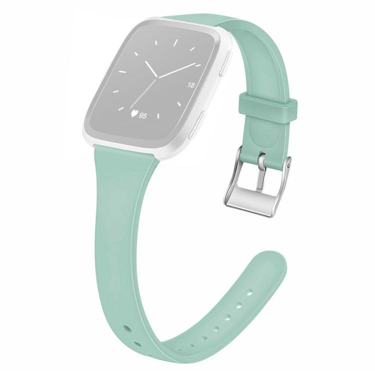 For Fitbit Versa 2 / Versa / Versa Lite xDfind Silver Buckle Slim Solid Color Silicone Watch Band, Size:S