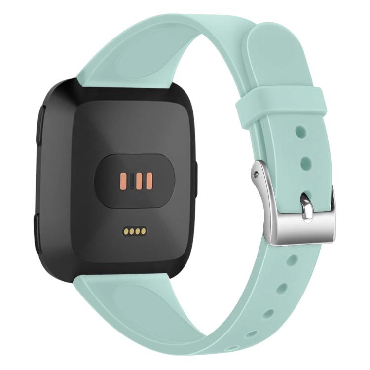 For Fitbit Versa 2 / Versa / Versa Lite xDfind Silver Buckle Slim Solid Color Silicone Watch Band, Size:S