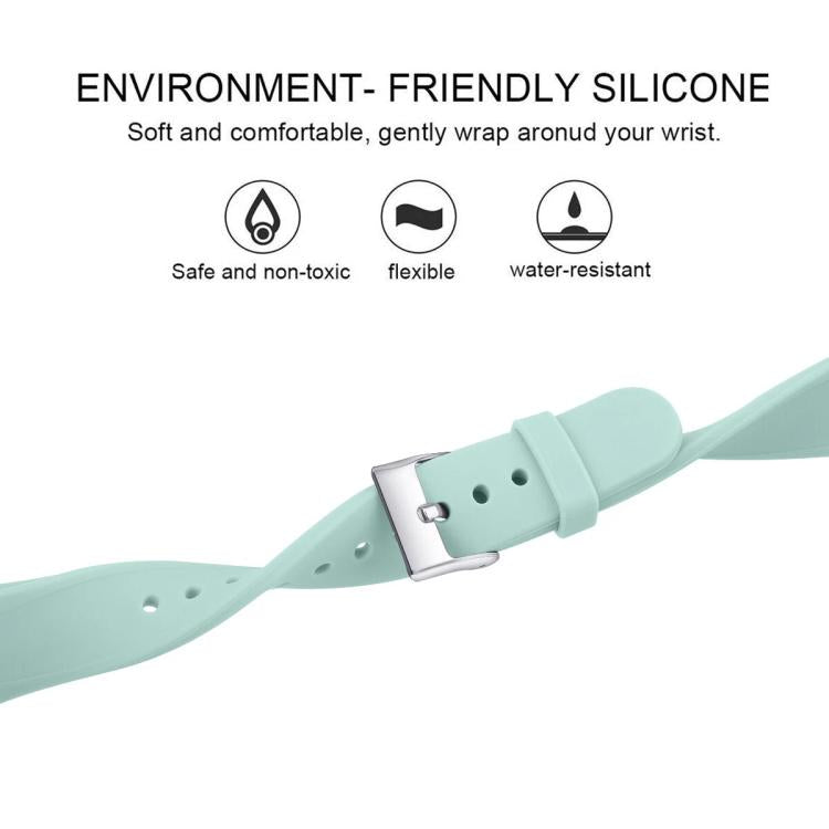 For Fitbit Versa 2 / Versa / Versa Lite xDfind Silver Buckle Slim Solid Color Silicone Watch Band, Size:S