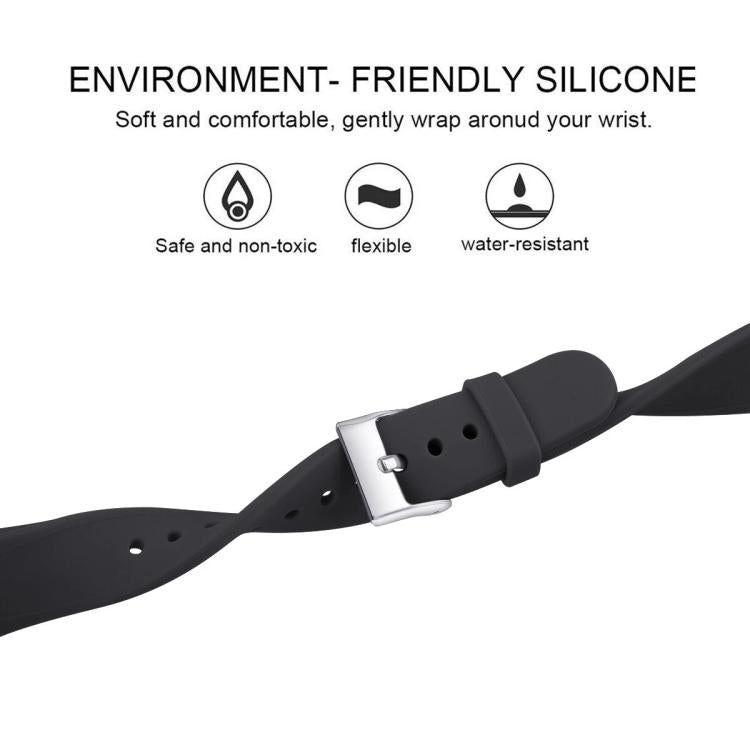 For Fitbit Versa 2 / Versa / Versa Lite xDfind Silver Buckle Slim Solid Color Silicone Watch Band, Size:L