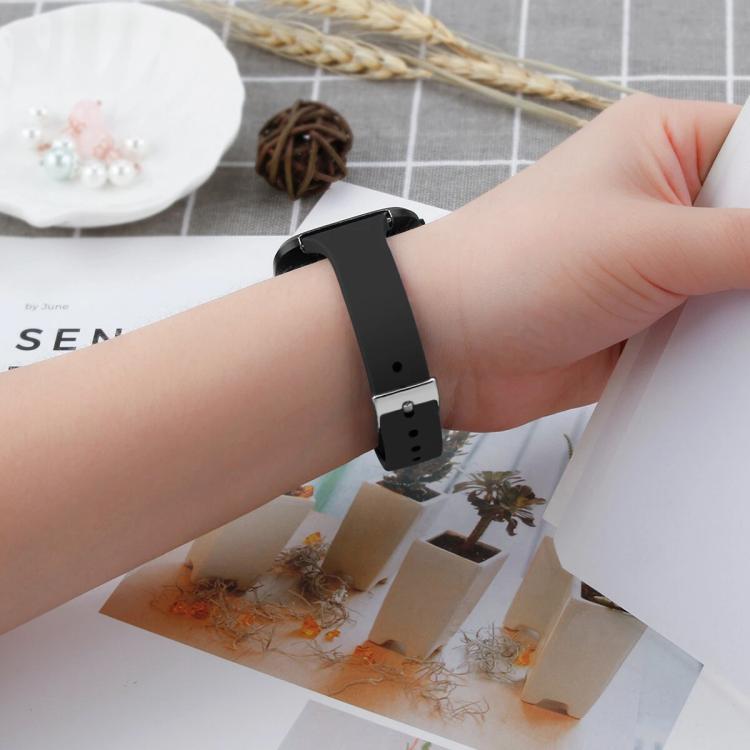 For Fitbit Versa 2 / Versa / Versa Lite xDfind Silver Buckle Slim Solid Color Silicone Watch Band, Size:L