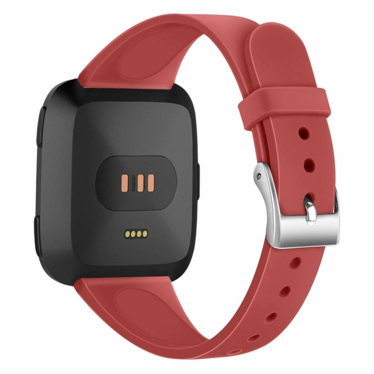 For Fitbit Versa 2 / Versa / Versa Lite xDfind Silver Buckle Slim Solid Color Silicone Watch Band, Size:L