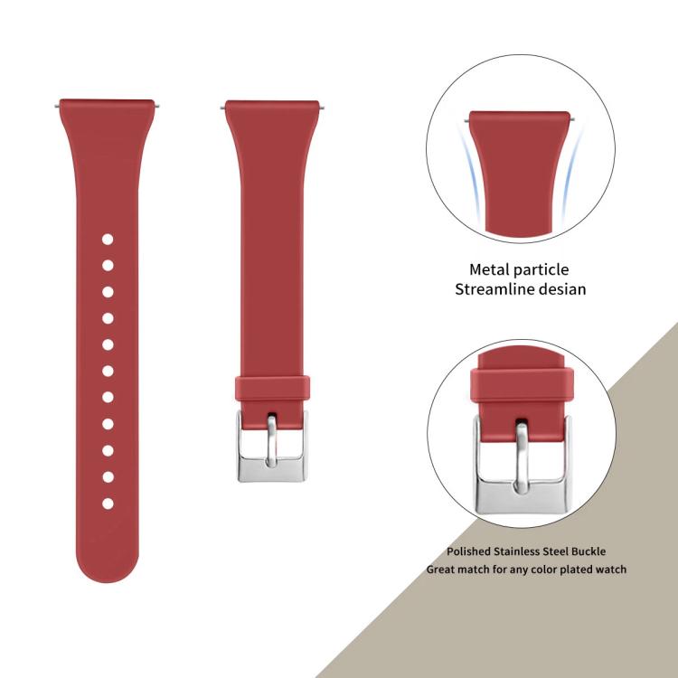 For Fitbit Versa 2 / Versa / Versa Lite xDfind Silver Buckle Slim Solid Color Silicone Watch Band, Size:L