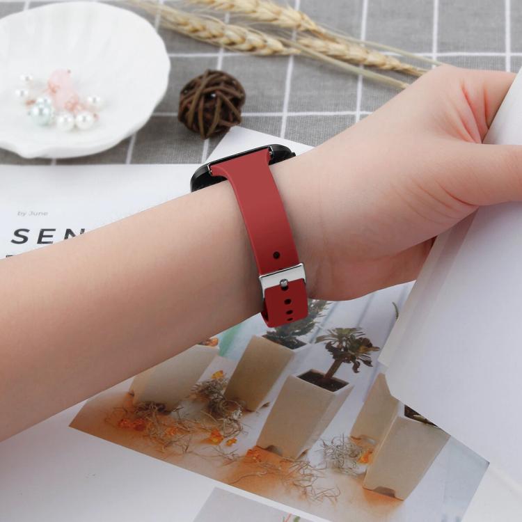 For Fitbit Versa 2 / Versa / Versa Lite xDfind Silver Buckle Slim Solid Color Silicone Watch Band, Size:L