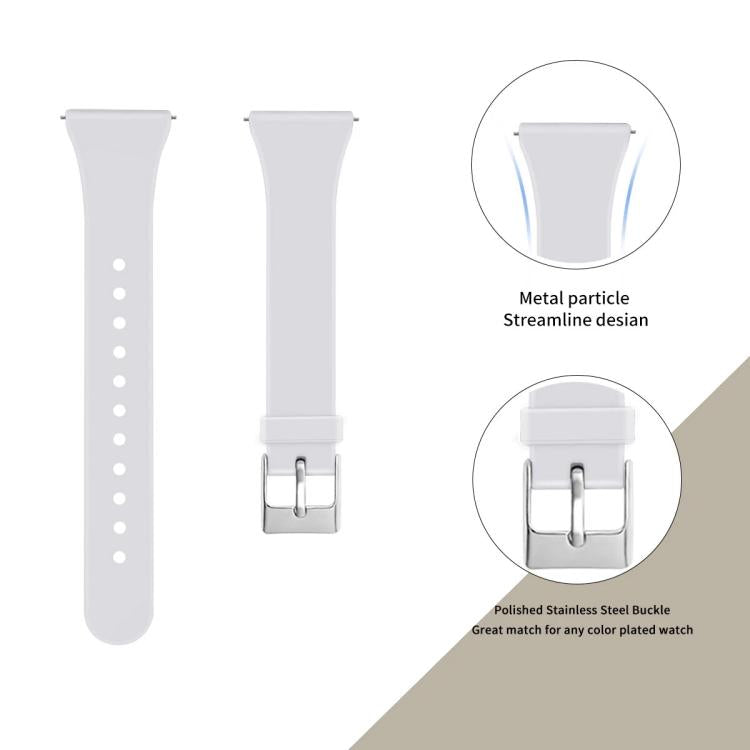 For Fitbit Versa 2 / Versa / Versa Lite xDfind Silver Buckle Slim Solid Color Silicone Watch Band, Size:L