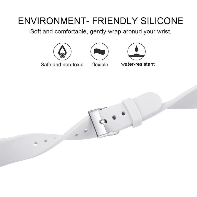 For Fitbit Versa 2 / Versa / Versa Lite xDfind Silver Buckle Slim Solid Color Silicone Watch Band, Size:L