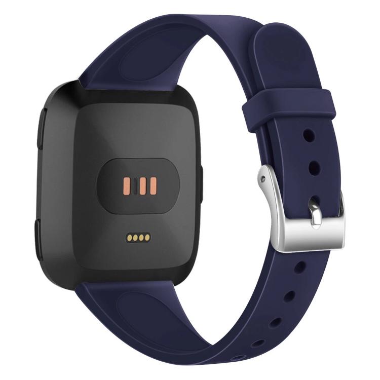 For Fitbit Versa 2 / Versa / Versa Lite xDfind Silver Buckle Slim Solid Color Silicone Watch Band, Size:L
