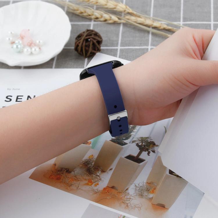 For Fitbit Versa 2 / Versa / Versa Lite xDfind Silver Buckle Slim Solid Color Silicone Watch Band, Size:L