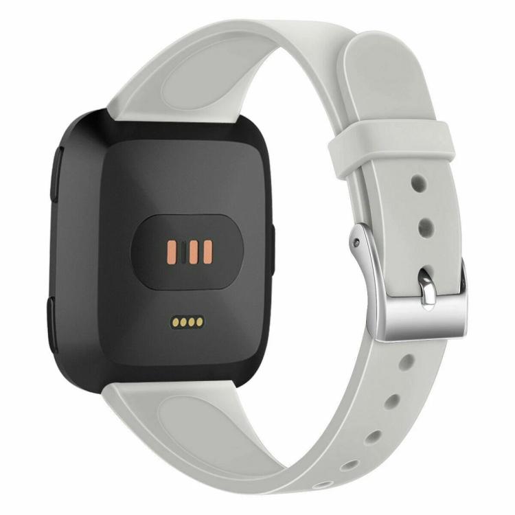 For Fitbit Versa 2 / Versa / Versa Lite xDfind Silver Buckle Slim Solid Color Silicone Watch Band, Size:L