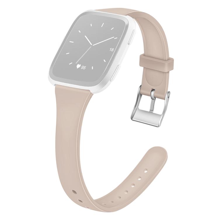 For Fitbit Versa 2 / Versa / Versa Lite xDfind Silver Buckle Slim Solid Color Silicone Watch Band, Size:L
