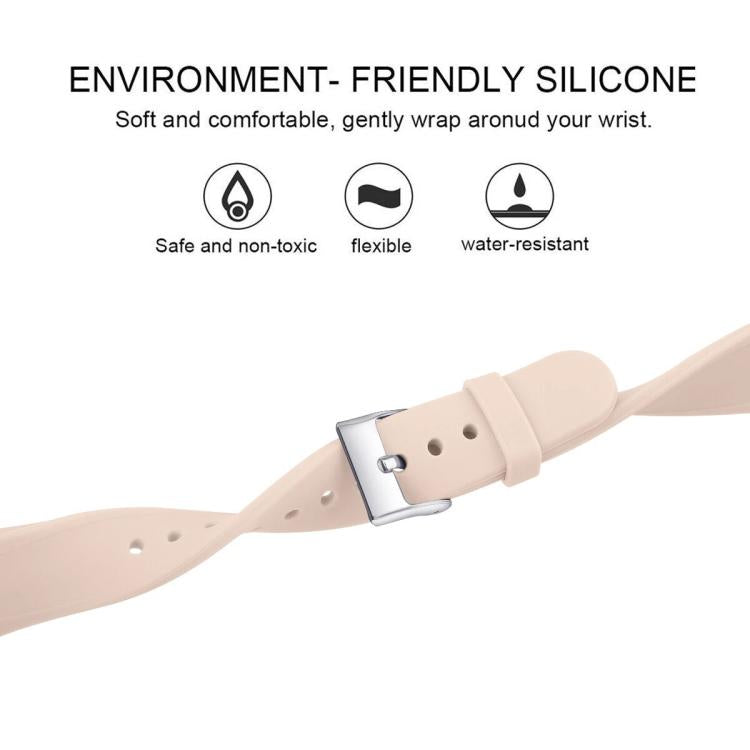 For Fitbit Versa 2 / Versa / Versa Lite xDfind Silver Buckle Slim Solid Color Silicone Watch Band, Size:L