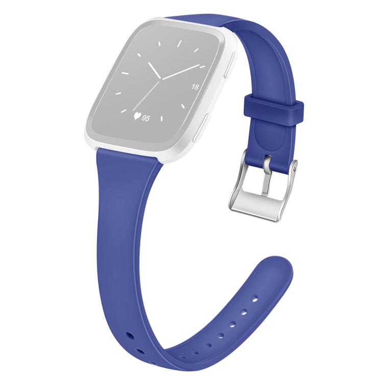 For Fitbit Versa 2 / Versa / Versa Lite xDfind Silver Buckle Slim Solid Color Silicone Watch Band, Size:L