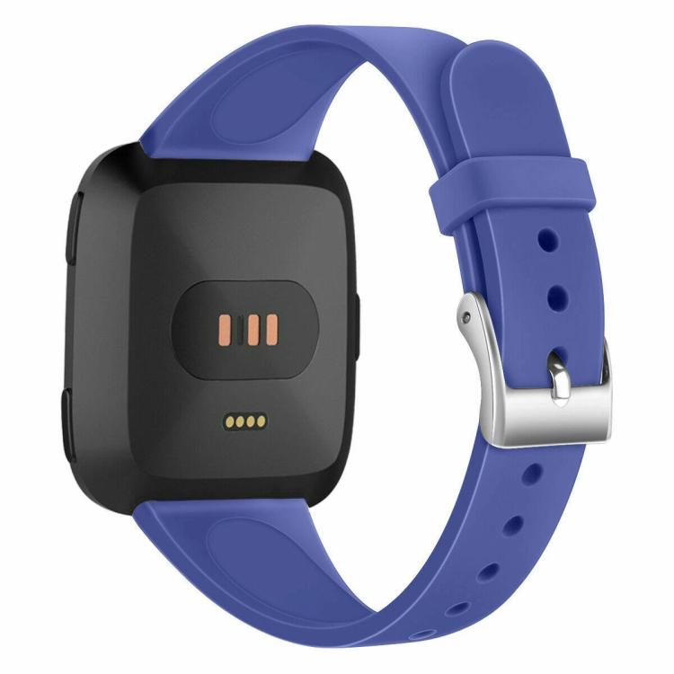 For Fitbit Versa 2 / Versa / Versa Lite xDfind Silver Buckle Slim Solid Color Silicone Watch Band, Size:L