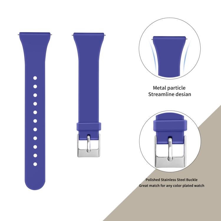 For Fitbit Versa 2 / Versa / Versa Lite xDfind Silver Buckle Slim Solid Color Silicone Watch Band, Size:L