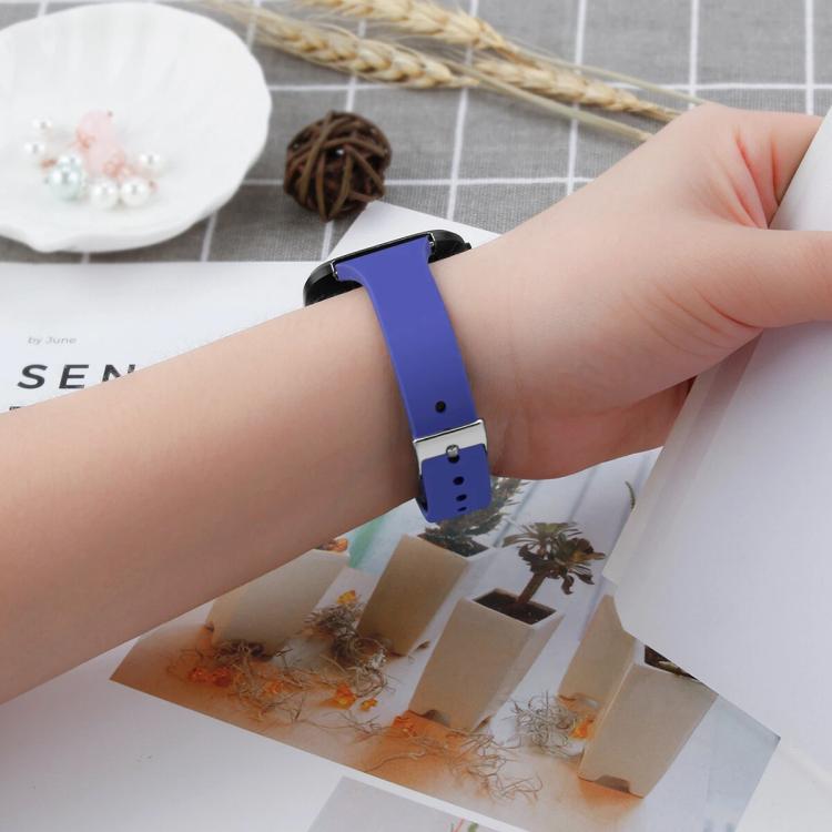 For Fitbit Versa 2 / Versa / Versa Lite xDfind Silver Buckle Slim Solid Color Silicone Watch Band, Size:L