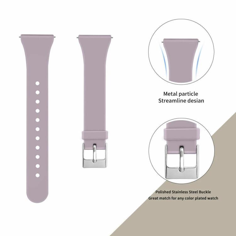 For Fitbit Versa 2 / Versa / Versa Lite xDfind Silver Buckle Slim Solid Color Silicone Watch Band, Size:L