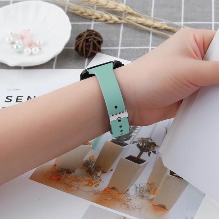 For Fitbit Versa 2 / Versa / Versa Lite xDfind Silver Buckle Slim Solid Color Silicone Watch Band, Size:L