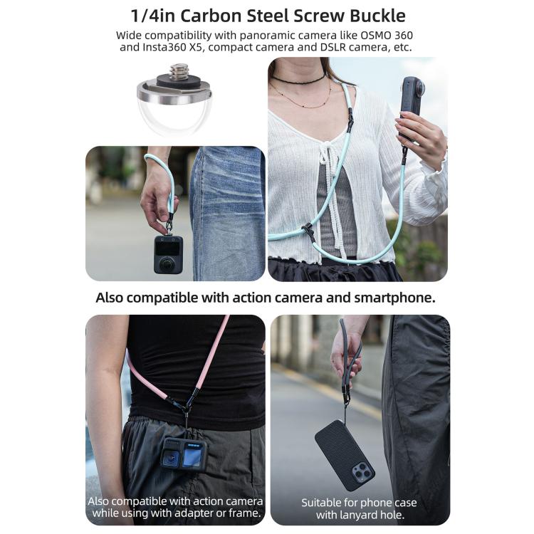 For DJI OSMO Pocket 3 Sunnylife Neck Crossbody Strap Hanging Sling Hands-free Anti-fall Rope 1/4 Screw Neck Lanyard Shoulder Strap