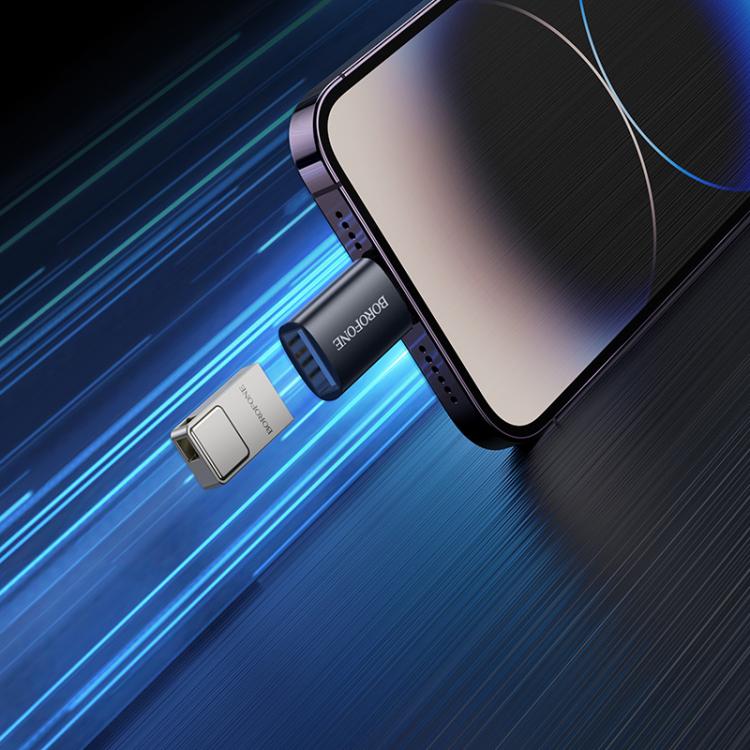 Borofone BV26 8 Pin Male to USB 2.0 Female OTG Adapter - Black