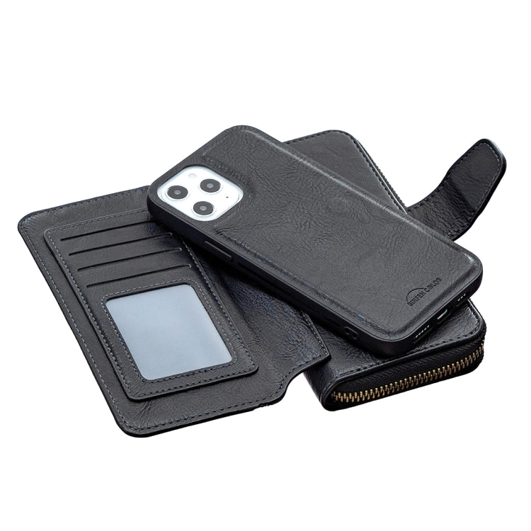 For iPhone 12 Pro Max Detachable Multifunctional Horizontal Flip Leather Case with Card Slots & Zipper Wallet & Photo Frame