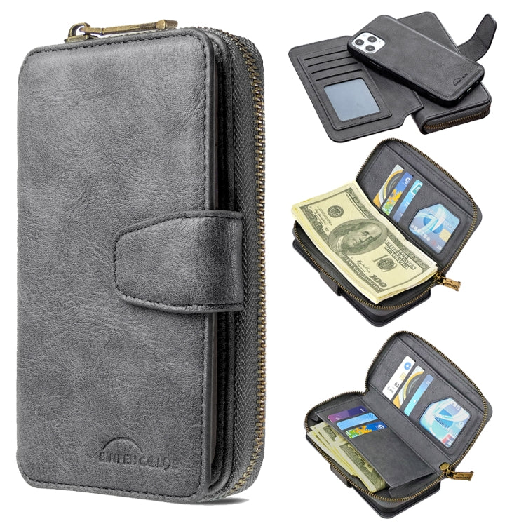 For iPhone 12 / 12 Pro Detachable Multifunctional Horizontal Flip Leather Case with Card Slots & Zipper Wallet & Photo Frame