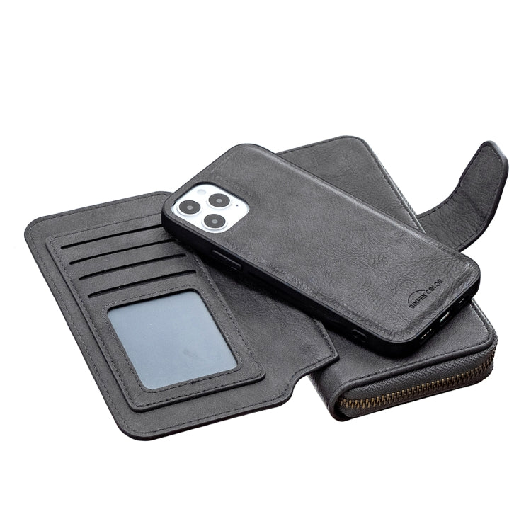 For iPhone 12 / 12 Pro Detachable Multifunctional Horizontal Flip Leather Case with Card Slots & Zipper Wallet & Photo Frame