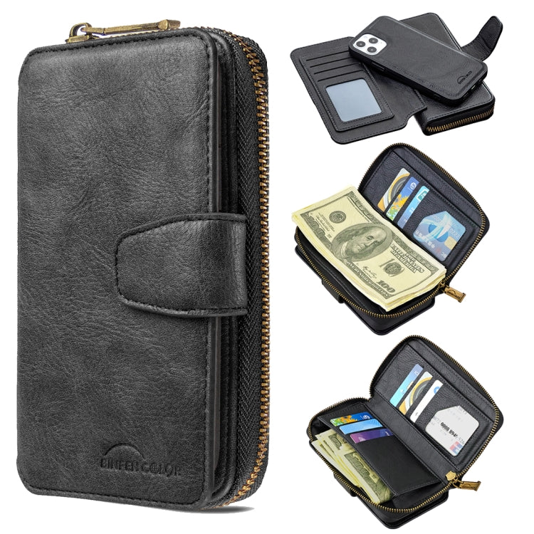 For iPhone 12 / 12 Pro Detachable Multifunctional Horizontal Flip Leather Case with Card Slots & Zipper Wallet & Photo Frame