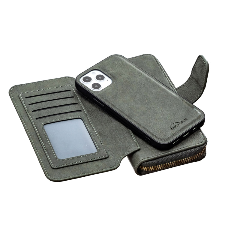 For iPhone 12 / 12 Pro Detachable Multifunctional Horizontal Flip Leather Case with Card Slots & Zipper Wallet & Photo Frame