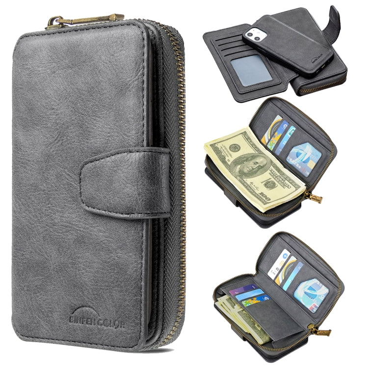 For iPhone 12 mini Detachable Multifunctional Horizontal Flip Leather Case with Card Slots & Zipper Wallet & Photo Frame