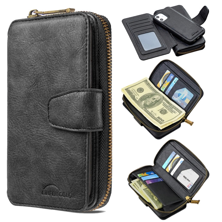 For iPhone 12 mini Detachable Multifunctional Horizontal Flip Leather Case with Card Slots & Zipper Wallet & Photo Frame