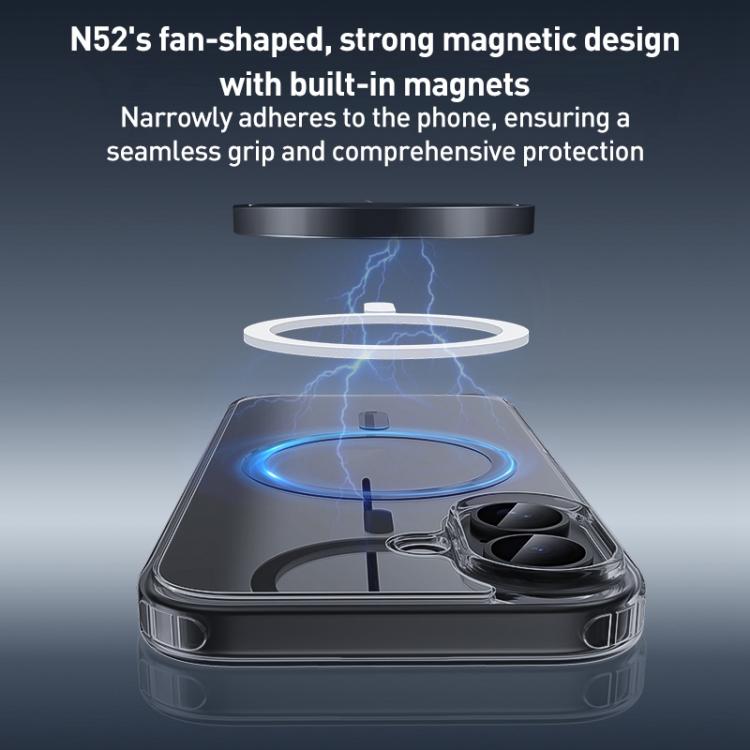 For iPhone 17 Pro ZGA Magsafe Metal Buttons Clear PC Hybrid TPU Phone Case - Transparent