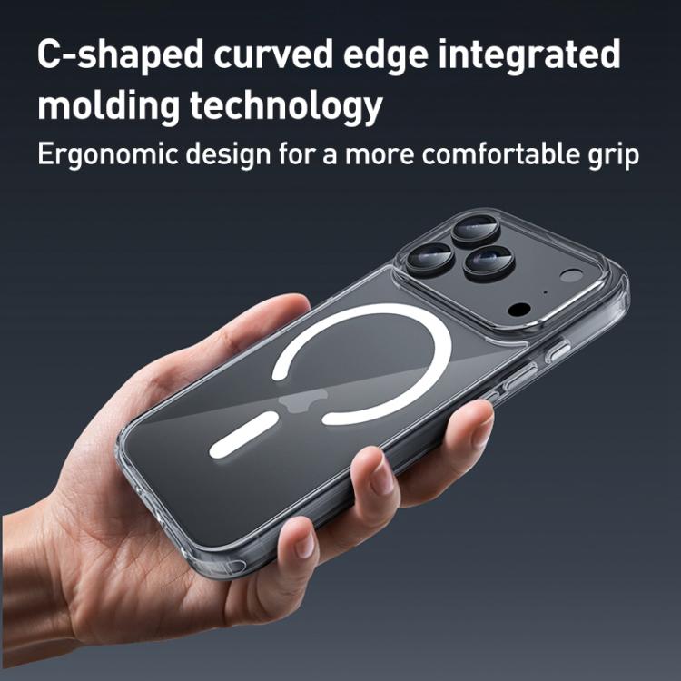 For iPhone 17 Pro Max ZGA Magsafe Metal Buttons Clear PC Hybrid TPU Phone Case - Transparent