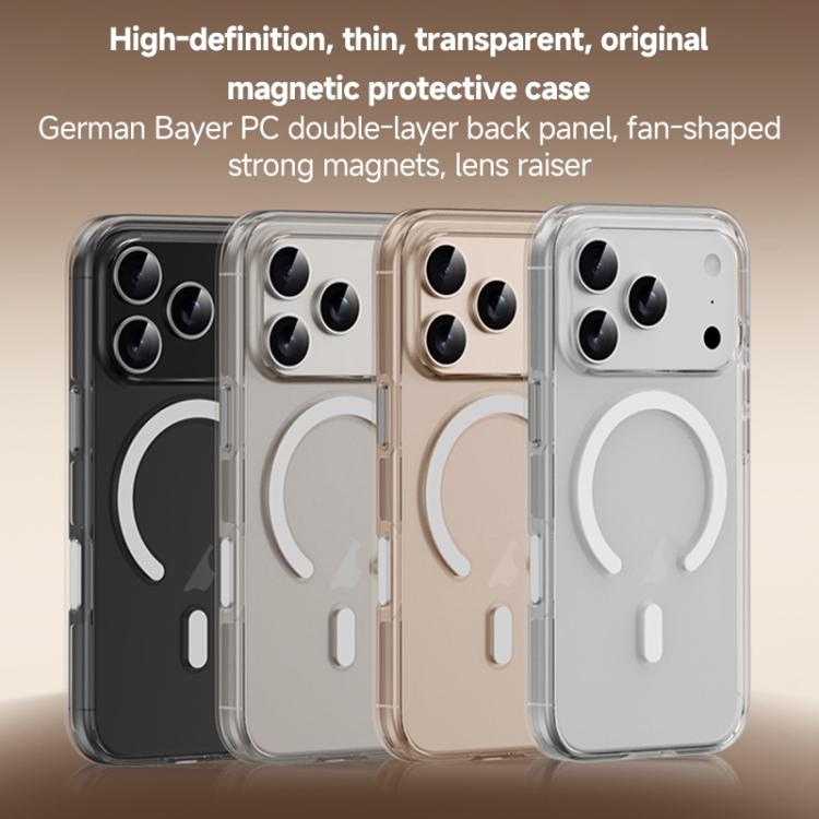 For iPhone 17 Pro Max ZGA Magsafe Metal AI Buttons Clear PC Hybrid TPU Phone Case - Transparent