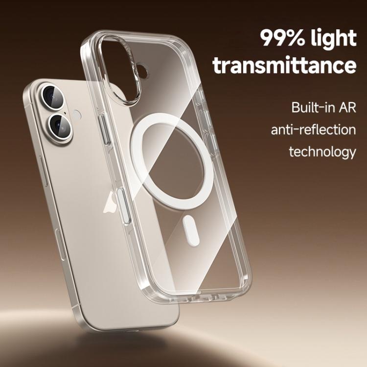 For iPhone 17 Pro Max ZGA Magsafe Metal AI Buttons Clear PC Hybrid TPU Phone Case - Transparent