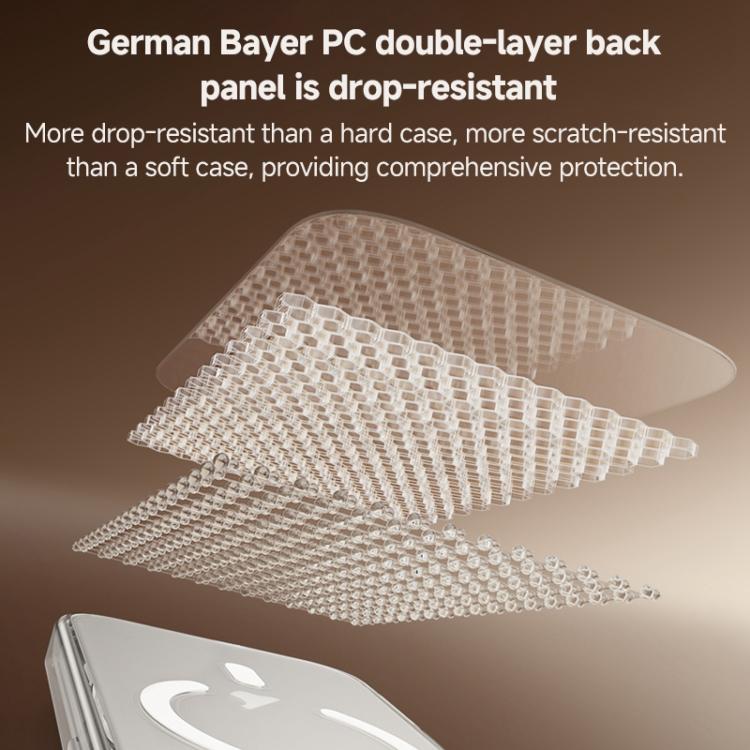 For iPhone 17 Pro Max ZGA Magsafe Metal AI Buttons Clear PC Hybrid TPU Phone Case - Transparent