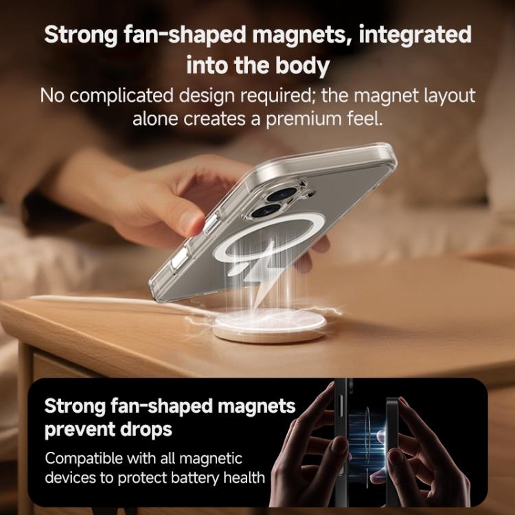 For iPhone 17 Pro ZGA Magsafe Metal AI Buttons Clear PC Hybrid TPU Phone Case - Transparent